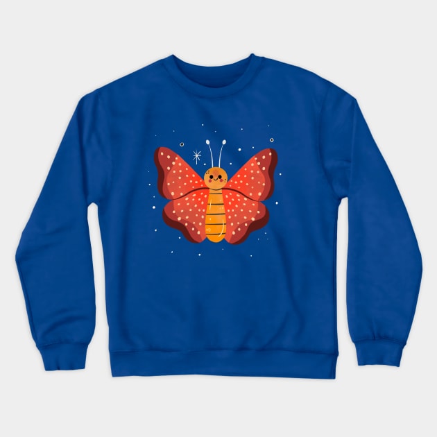 Butterfly Painting Hand Drawn Crewneck Sweatshirt by Mako Design 